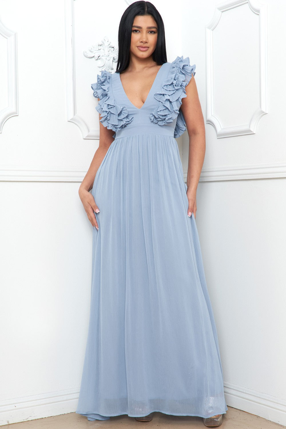 Vestido escote de olanes