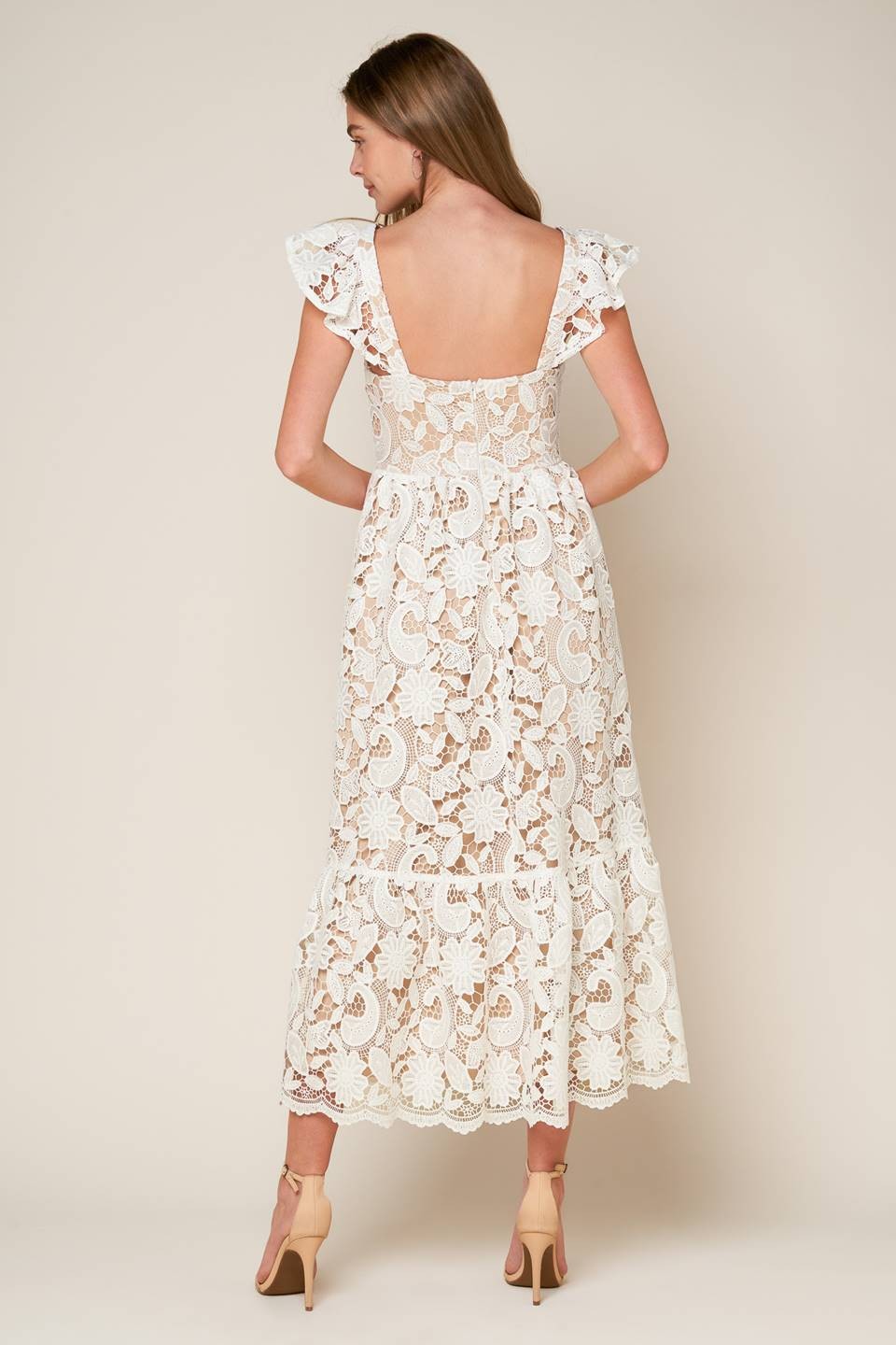 Vestido midi blanco encaje