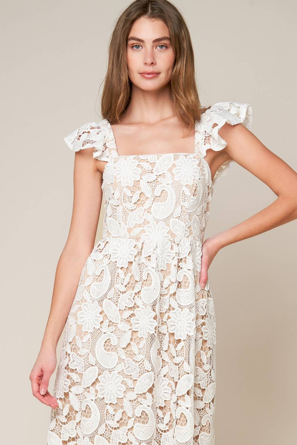 Vestido midi blanco encaje
