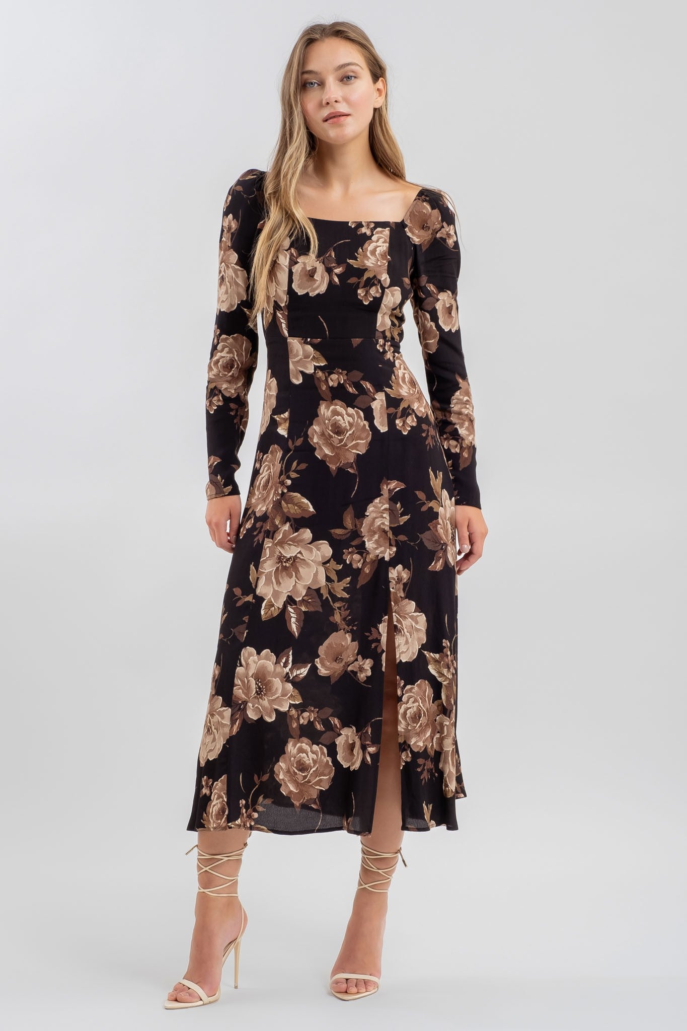 Vestido midi manga larga