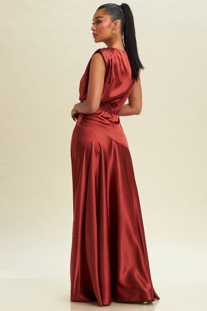 Vestido satín escote