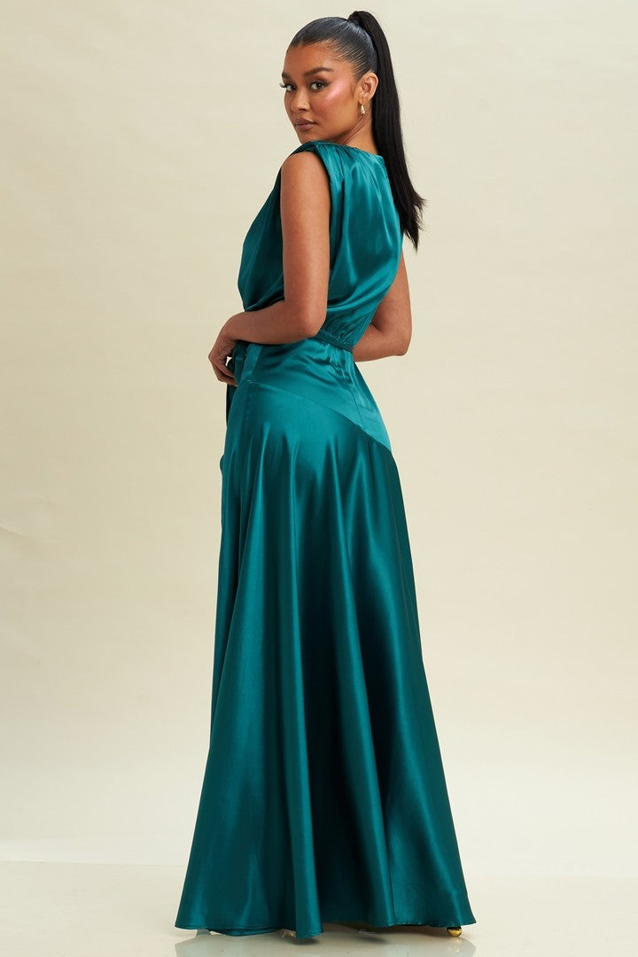 Vestido satín escote