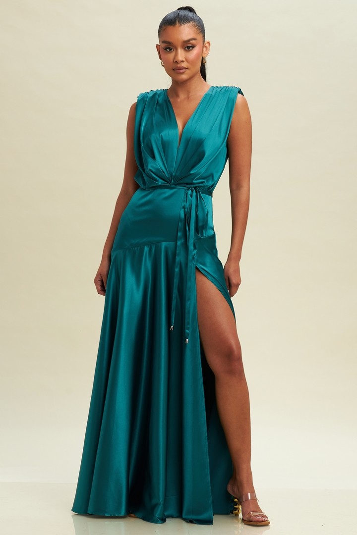 Vestido satín escote
