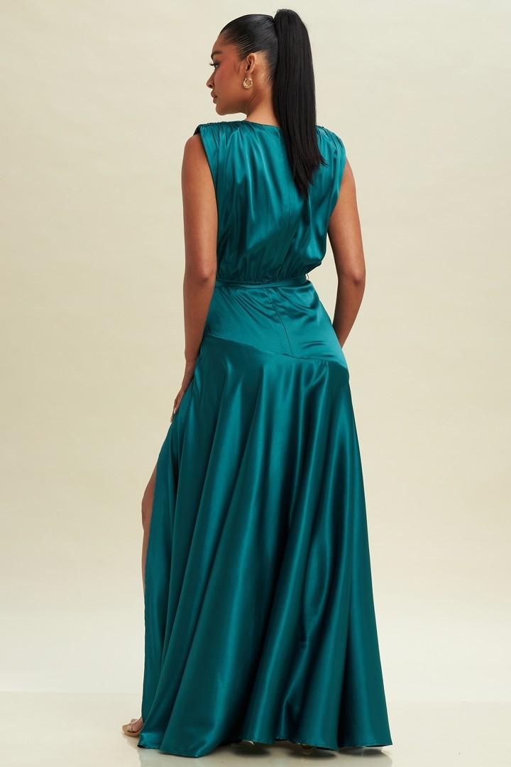 Vestido satín escote
