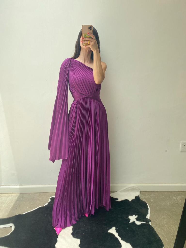 Vestido plisado un hombro