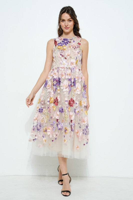 Vestido flores 3D