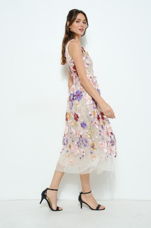 Vestido flores 3D