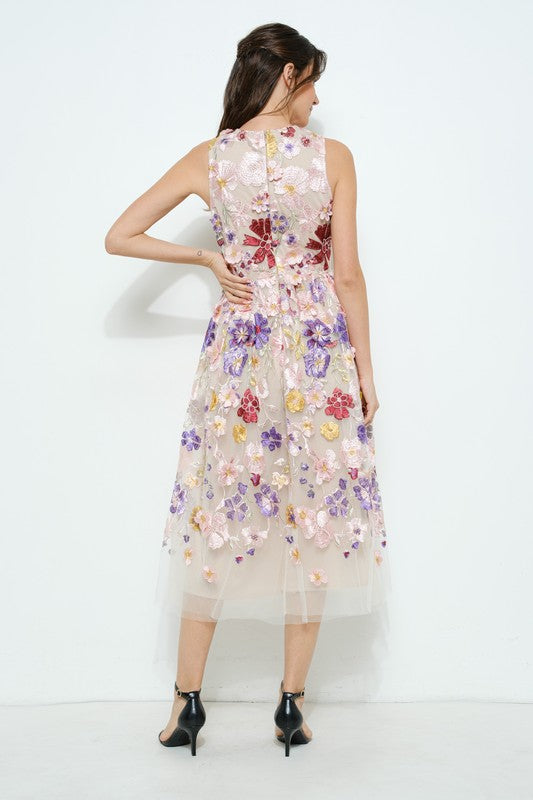 Vestido flores 3D