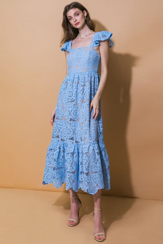 Vestido midi blanco encaje