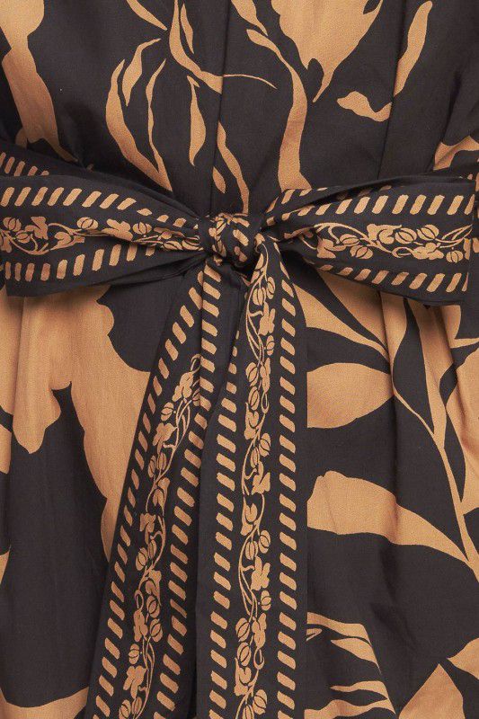 Vestido hojas camel