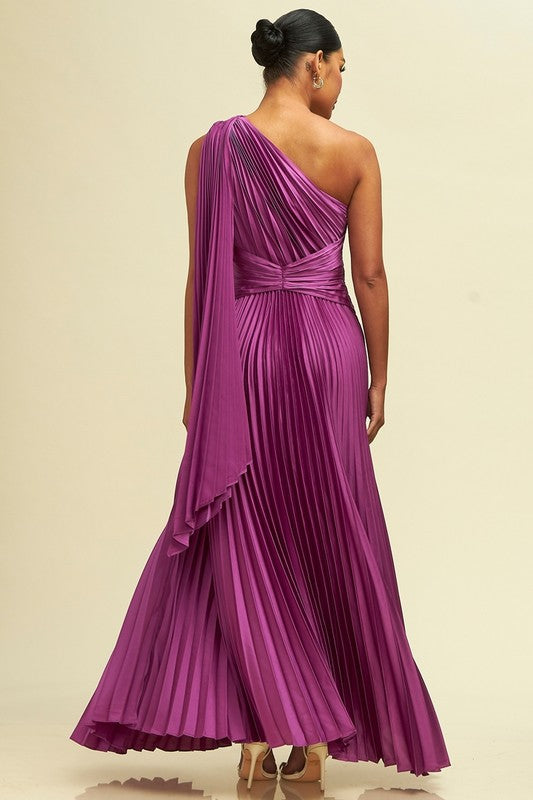 Vestido plisado un hombro