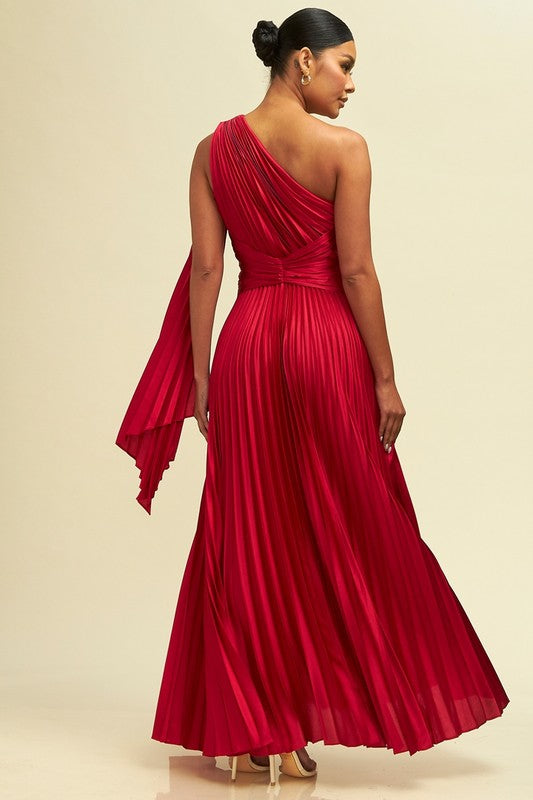 Vestido plisado un hombro