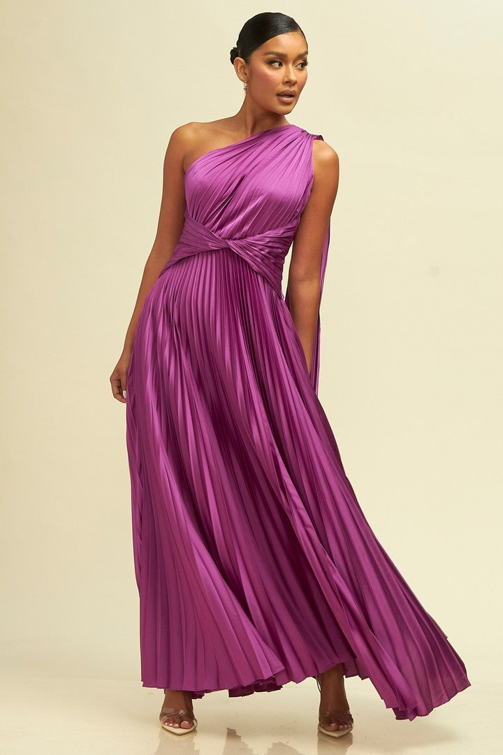 Vestido plisado un hombro