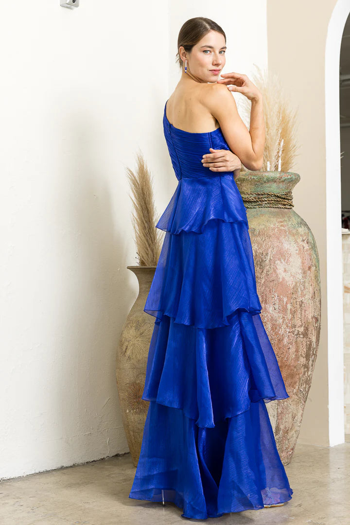 Vestido un hombro olanes
