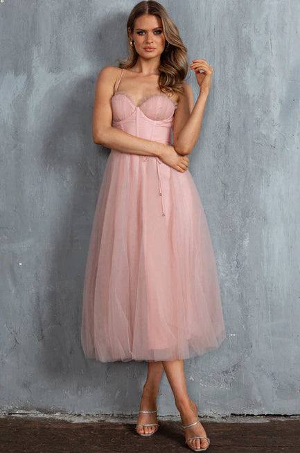 Vestido midi tul corset