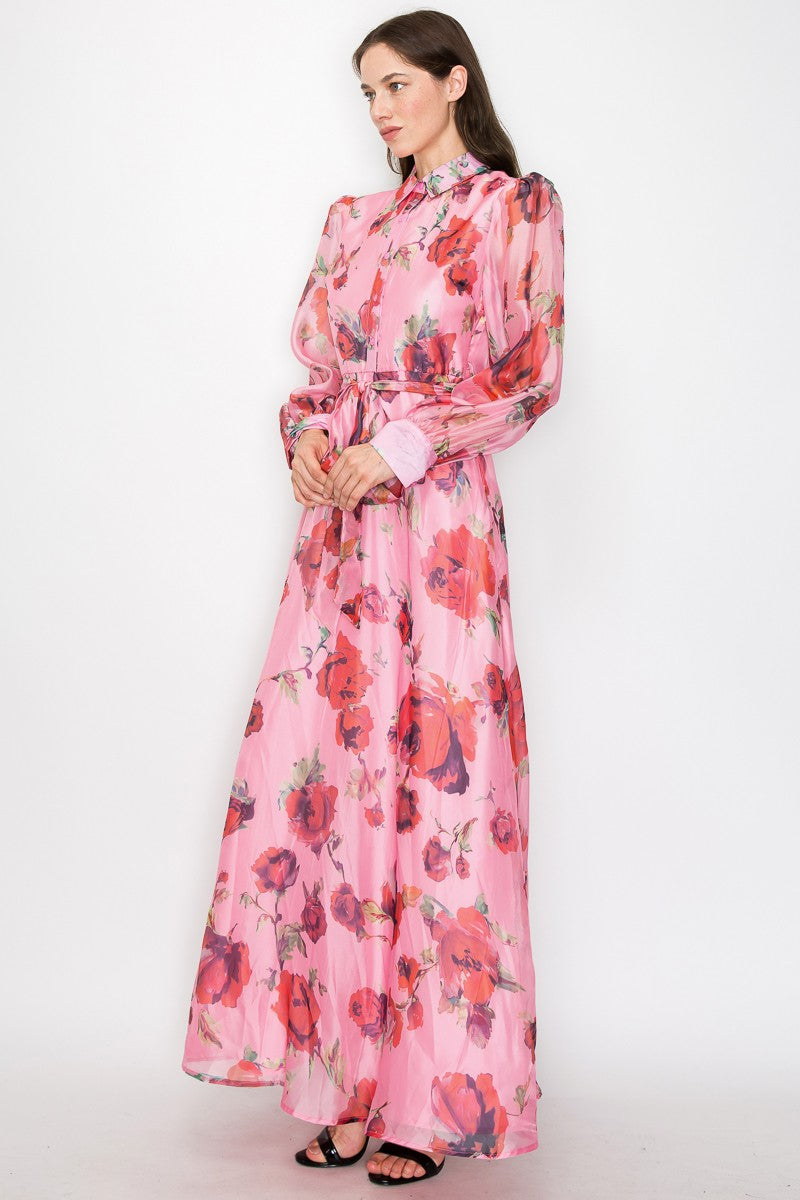 Vestido rosas botones
