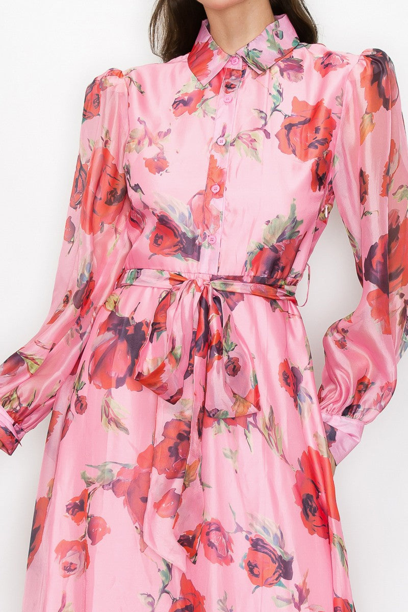 Vestido rosas botones