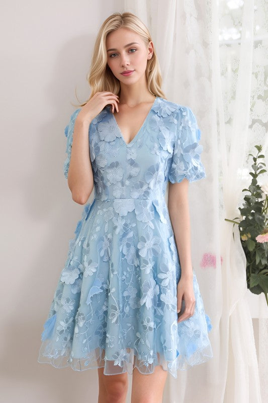 Vestido flores 3D