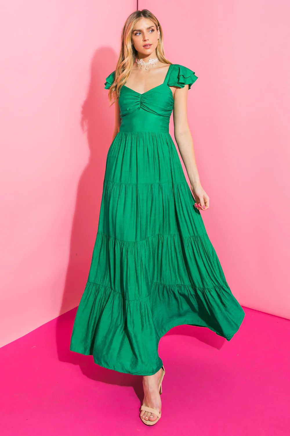 Vestido largo escalonado