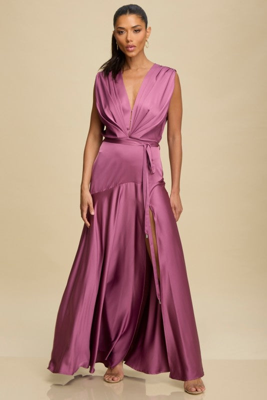 Vestido satín escote