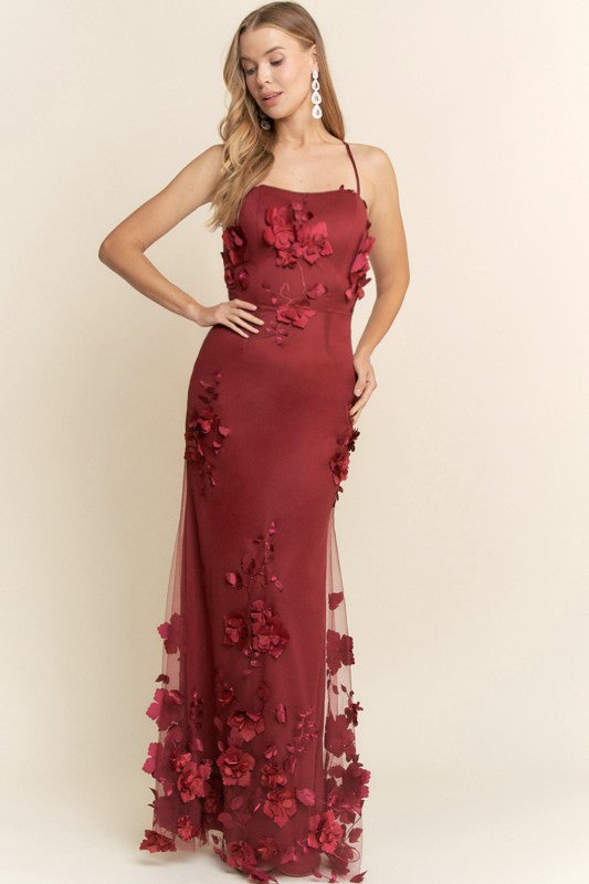 Vestido flores 3D