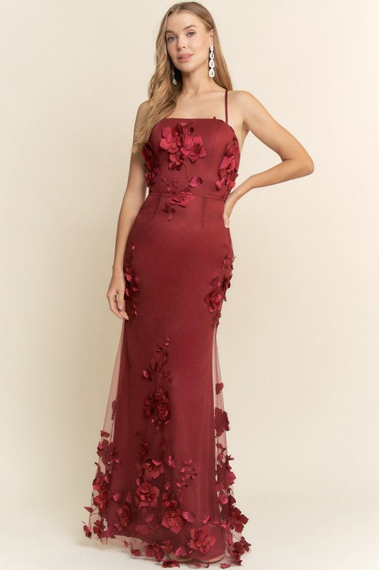 Vestido flores 3D