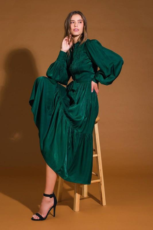 Vestido midi de manga larga