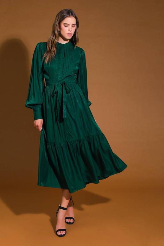 Vestido midi de manga larga