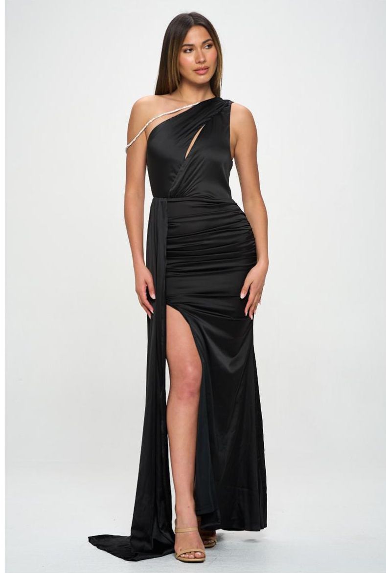 Vestido satinado un hombro