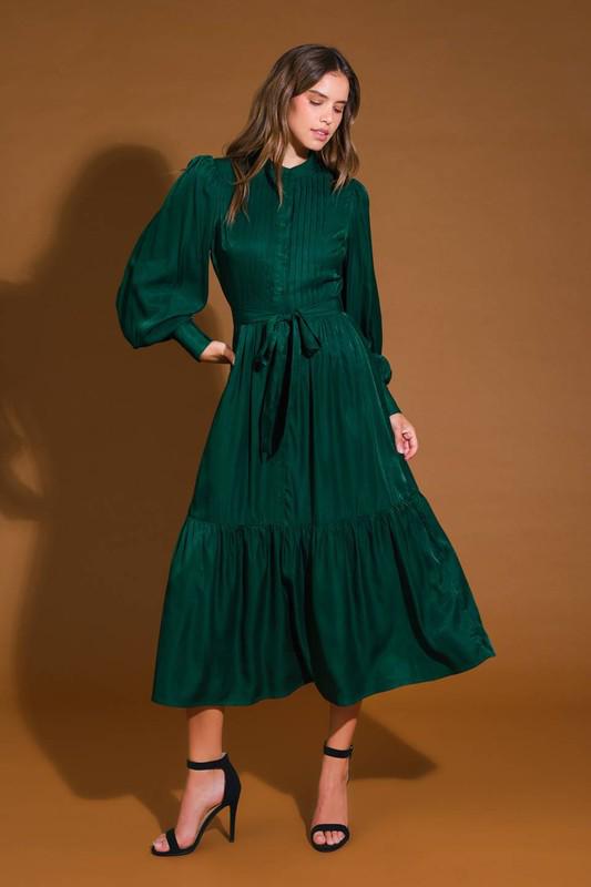 Vestido midi de manga larga