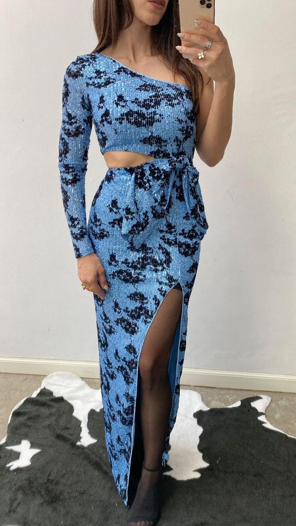 Vestido asimétrico lentejuelas