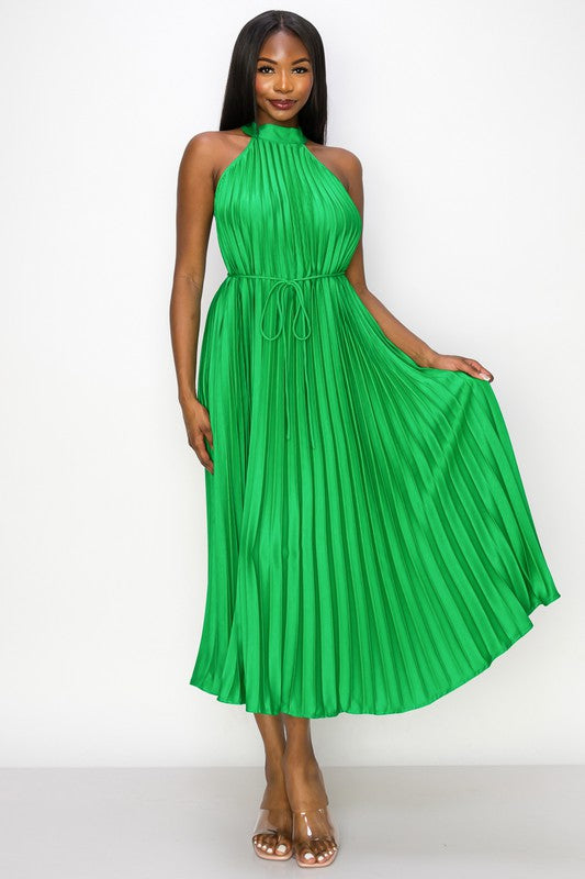 Vestido halter plisado