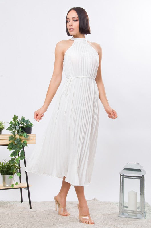 Vestido halter plisado