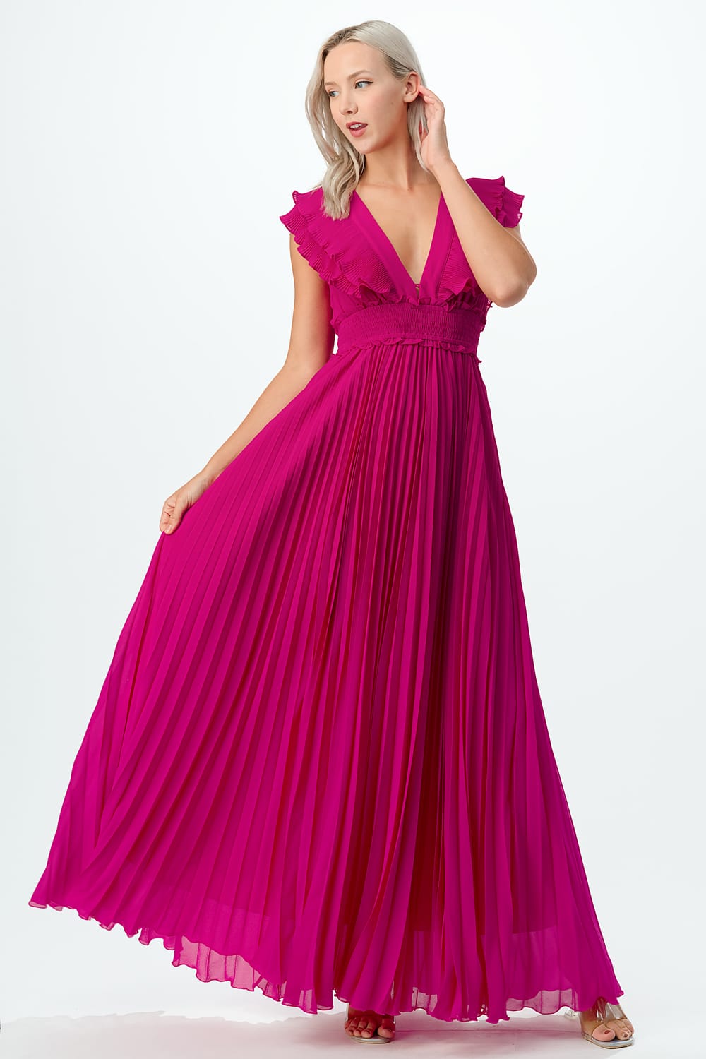 Vestido plisado olanes