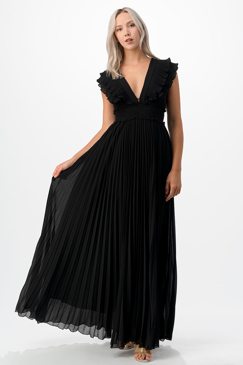 Vestido plisado olanes